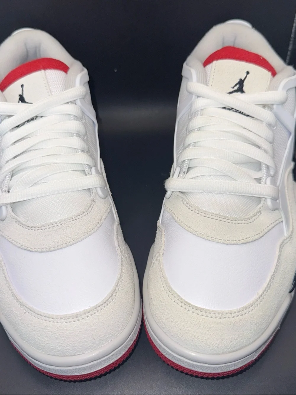 Size 9.5 - Air Jordan 4 RM White Fire Red, FQ7939-102, New Without Box Condition